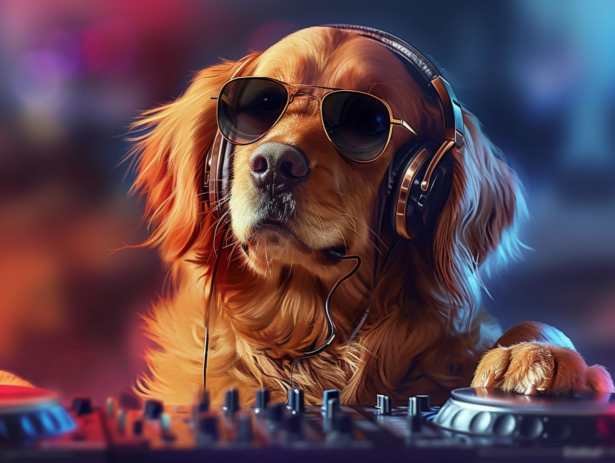 Golden Retriever DJ Realistic Style