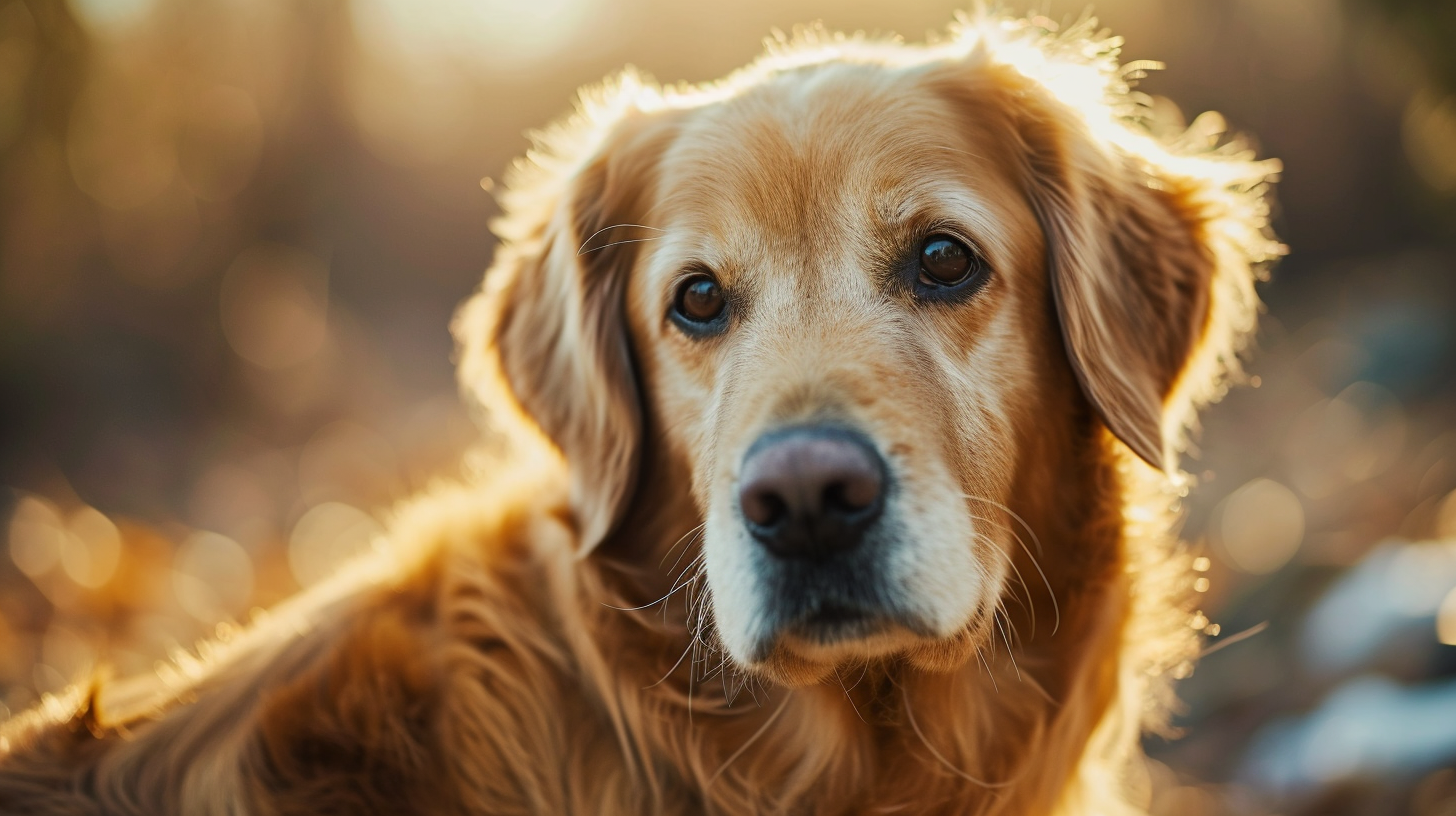 Closeup portrait of a golden retriever