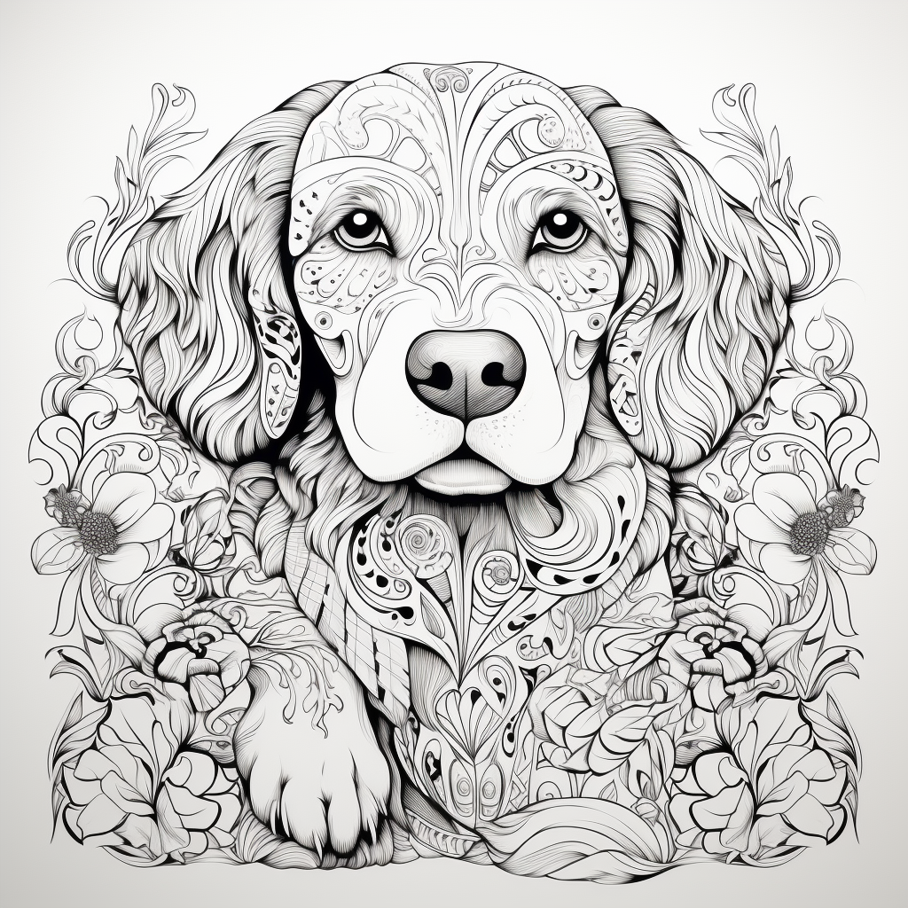 Cute Golden Retriever Coloring Page