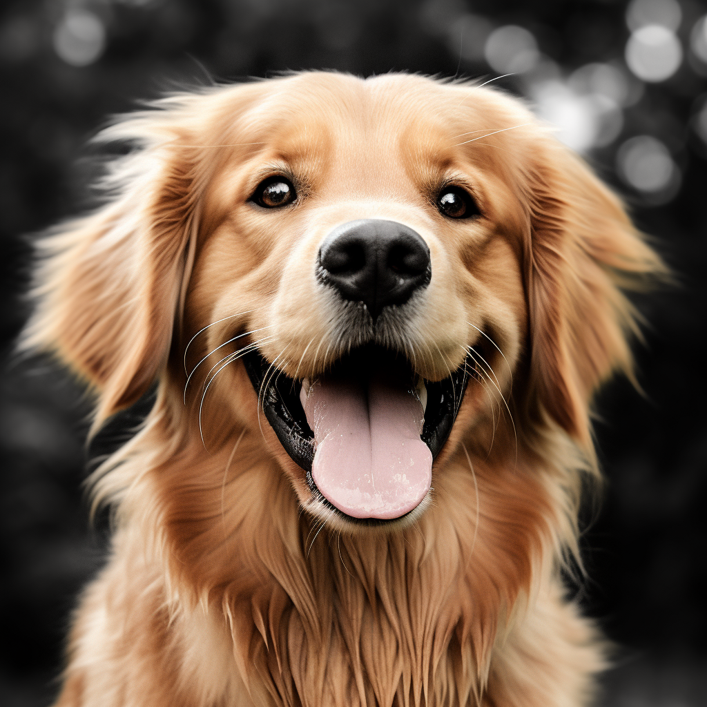 Cute Golden Retriever in Colorful Park