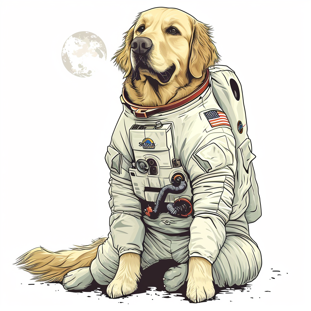 Golden Retriever in Space Suit