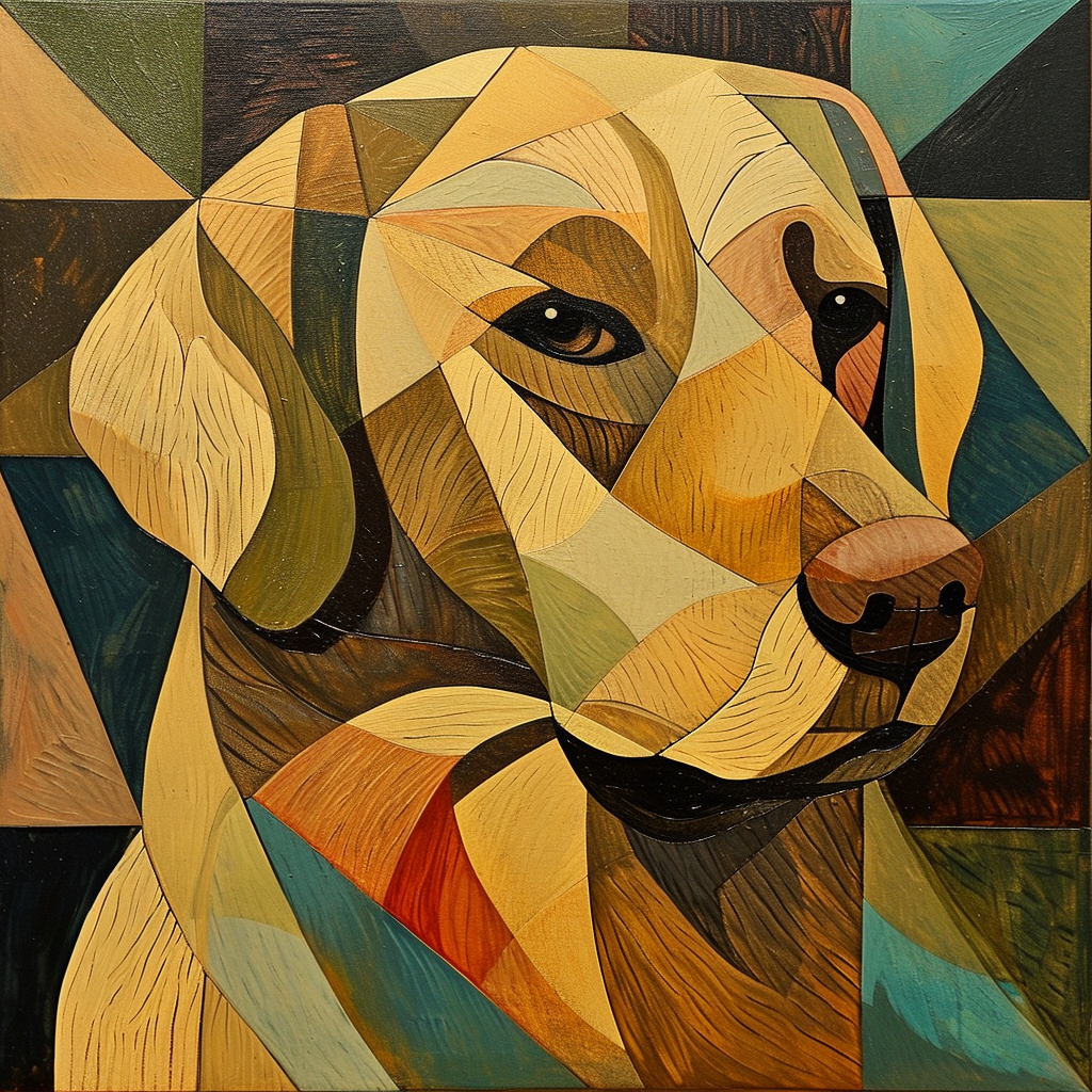 Abstract Picasso-style Golden Retriever Painting