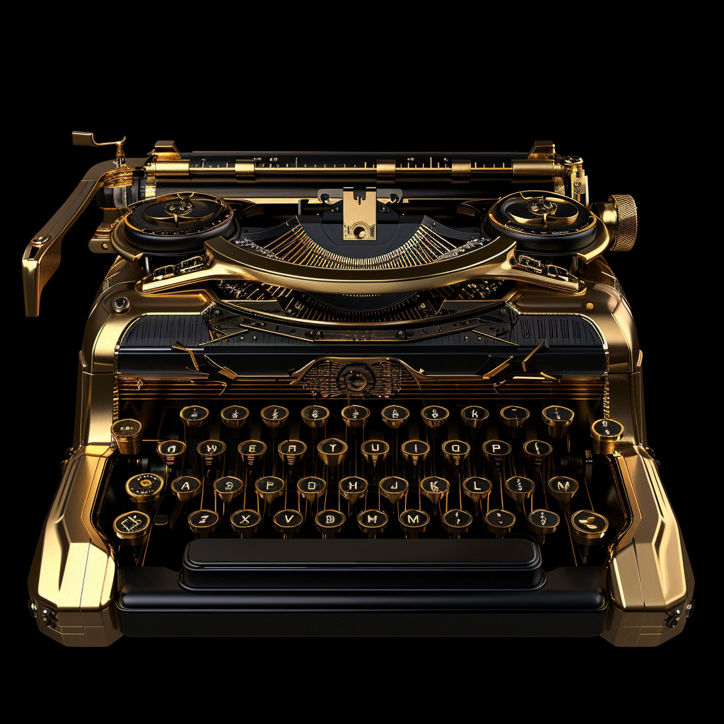 Beautiful golden retrofuturist typewriter