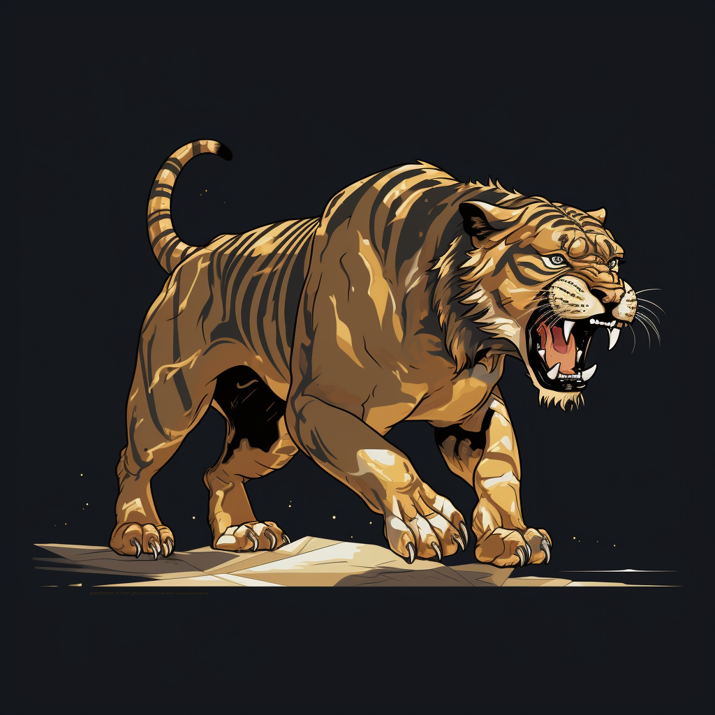 Golden Sabertooth Tiger Flat Art