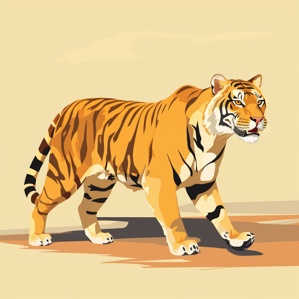 Golden Sabertooth Tiger Walking Art