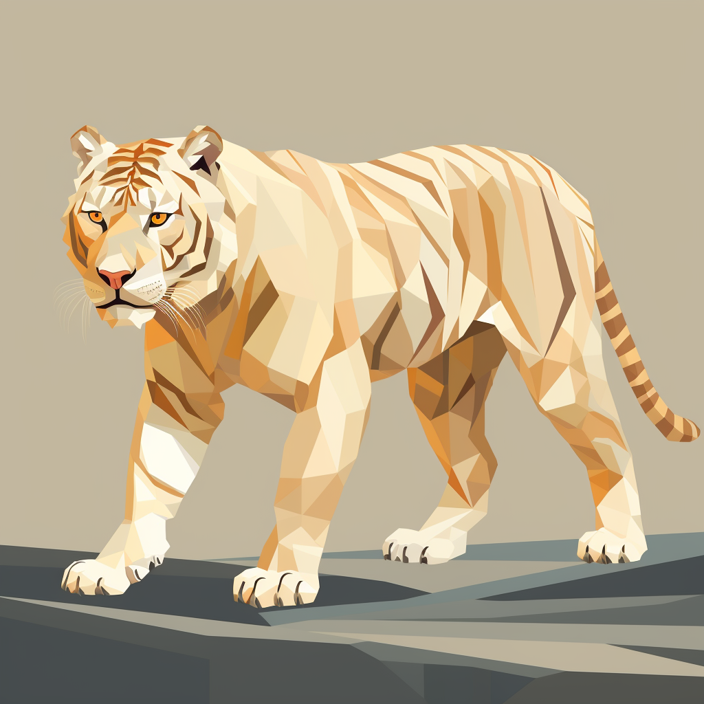 Golden Sabertooth Tiger Walking Art