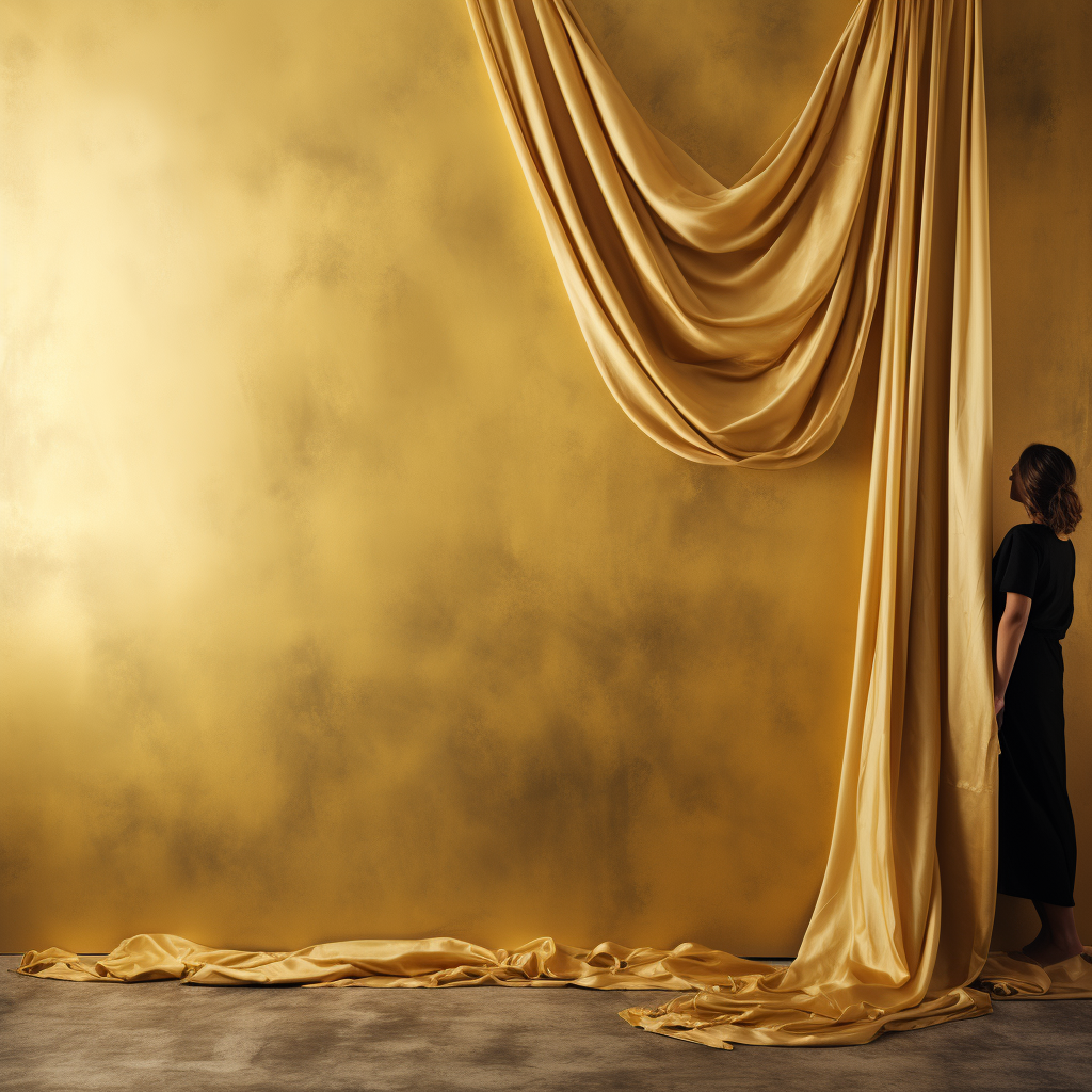 Golden Shining Fabric Drape on Wall