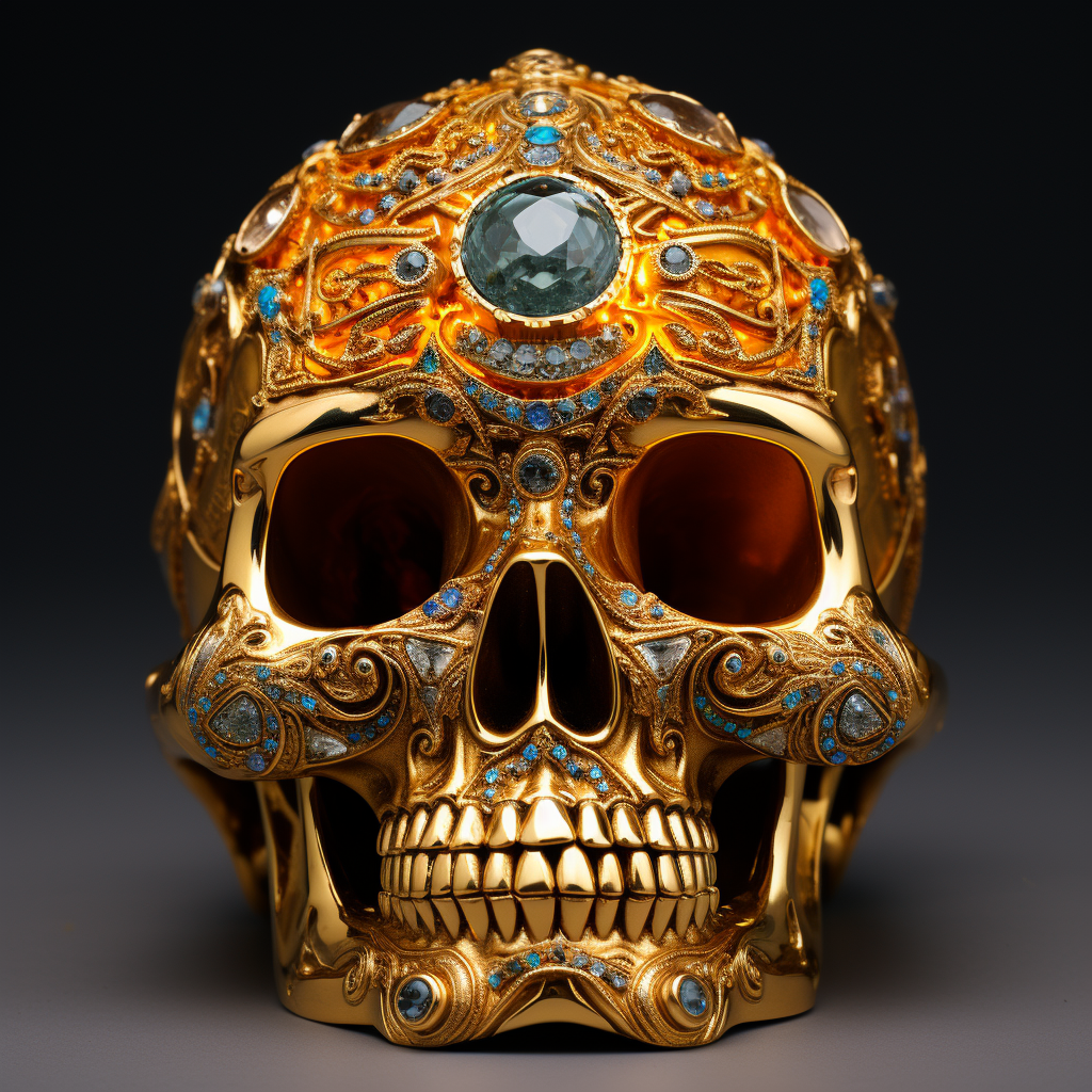 Golden skull idol with gem eyes