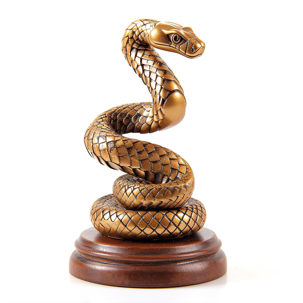 Golden Snake Trophy on White Background