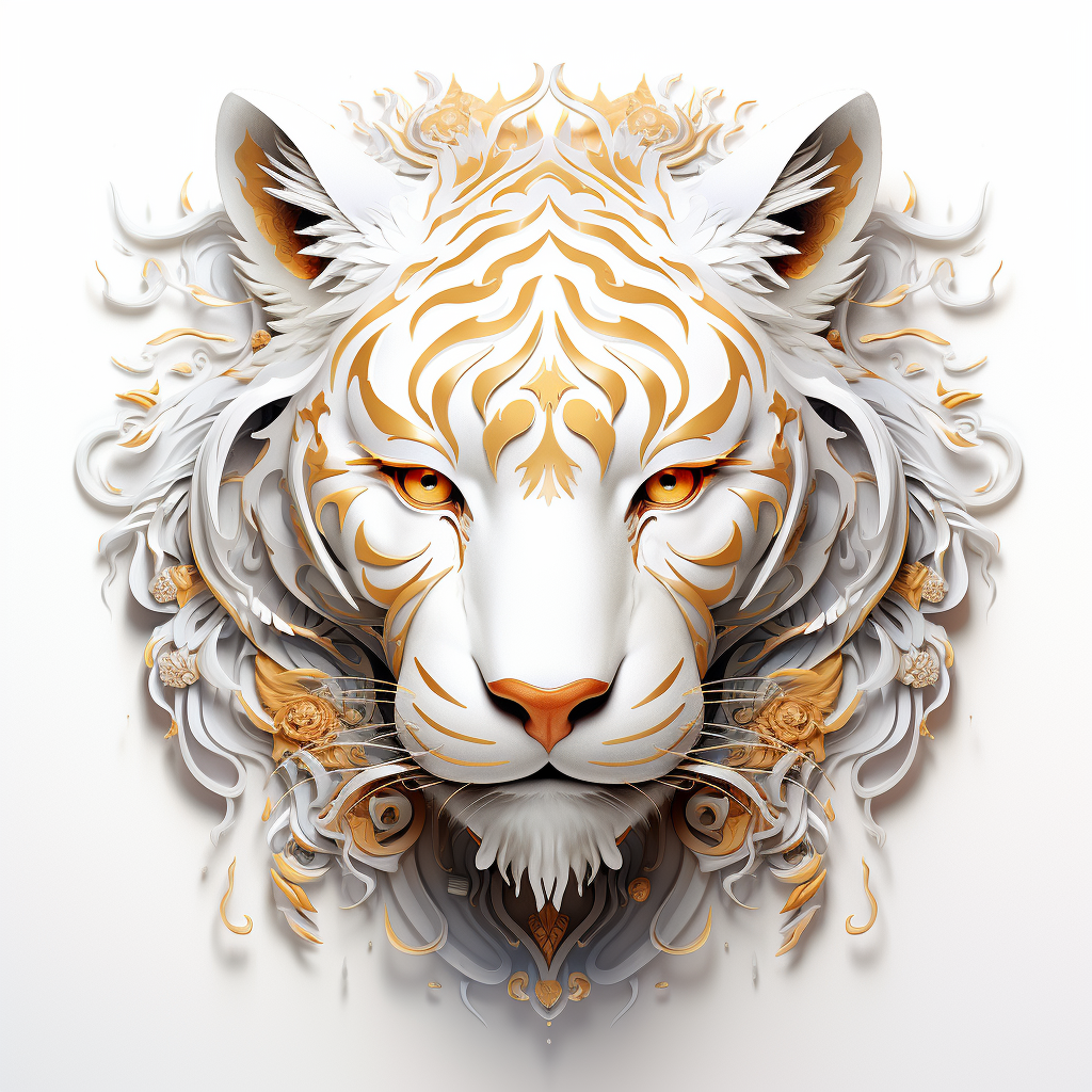 Golden Tiger on White Background