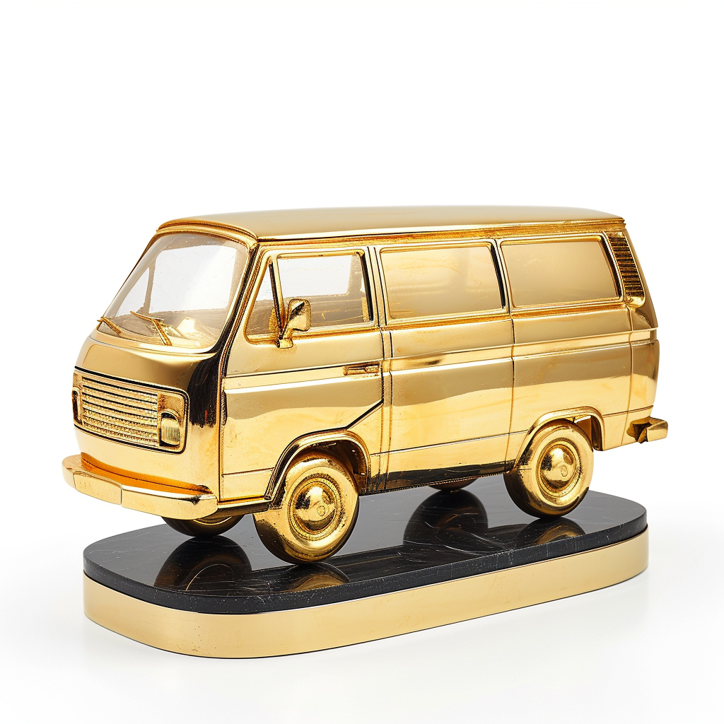 Golden Van Trophy on White Background