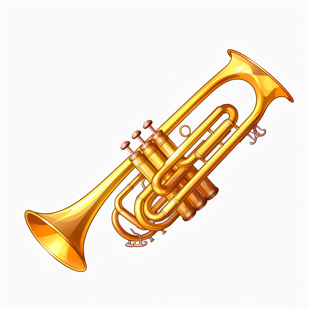 Golden Victory Trumpet Cartoon Style