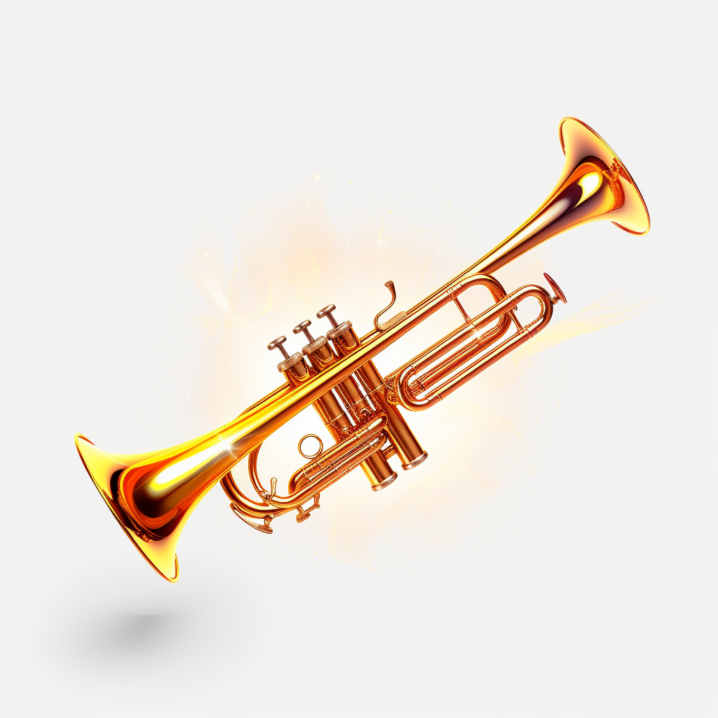 Golden victory trumpet on transparent background