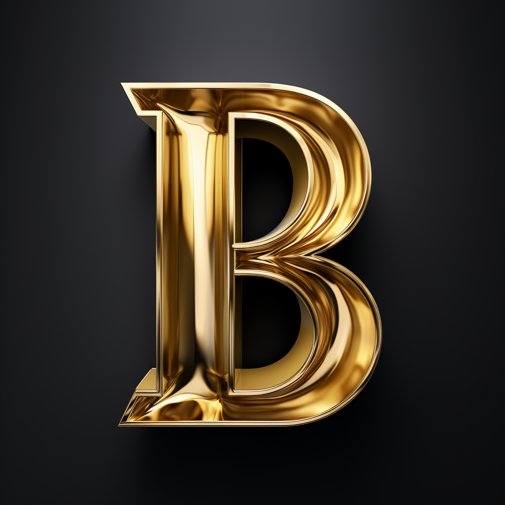 Shiny golden 'WB' letters on white background