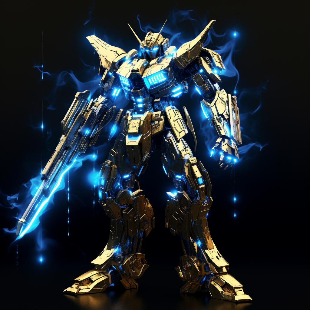 Golden ZZ Gundam with camouflage pattern and 16 funnels