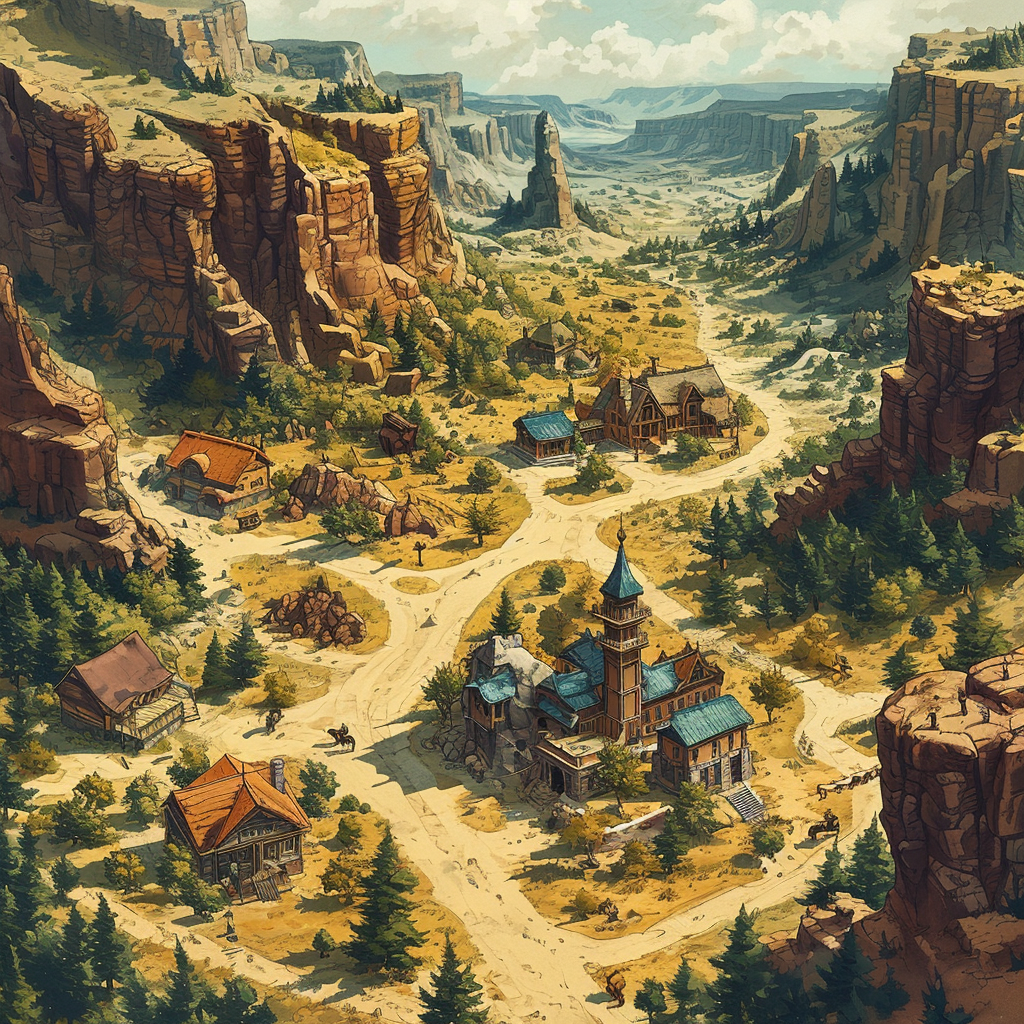 A magnificent view of Goldencross Wild West City