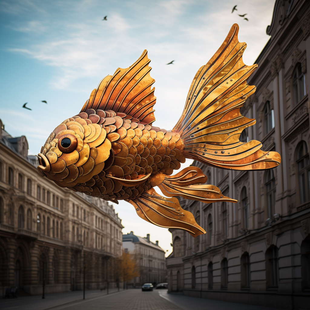 Goldenfish soaring through Budapest's District II