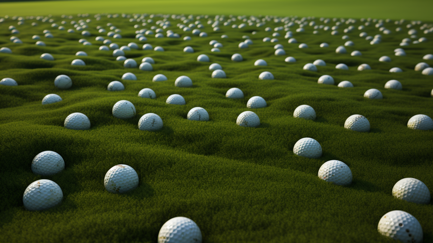 Golf balls on turf ground