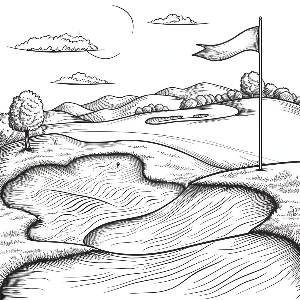 Cartoon Golf Course Illustration