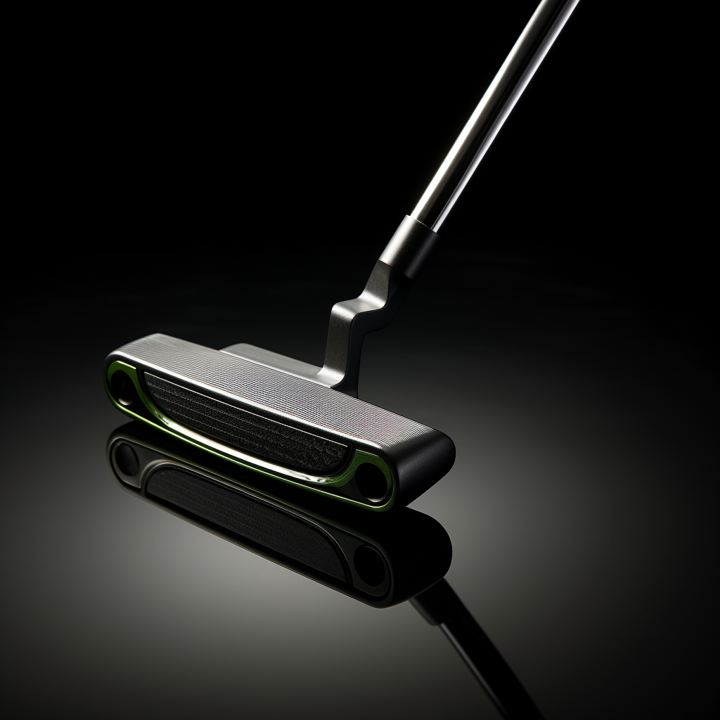 Stylish golf putter on a dark background