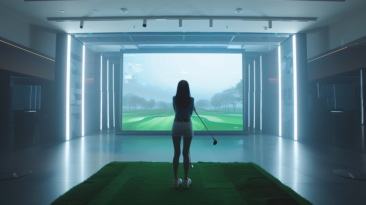 Female Golfer in Virtual Golf Course