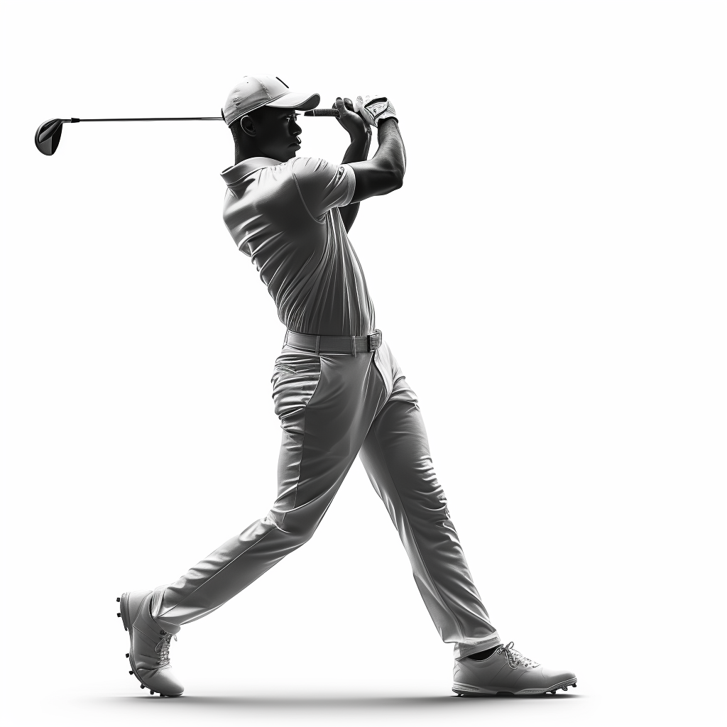 Golf Swing Silhouette White Background