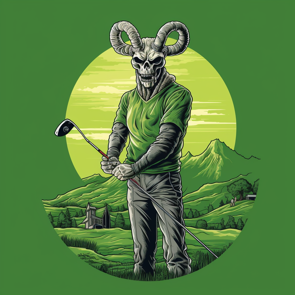 Golf-themed evil villain illustration