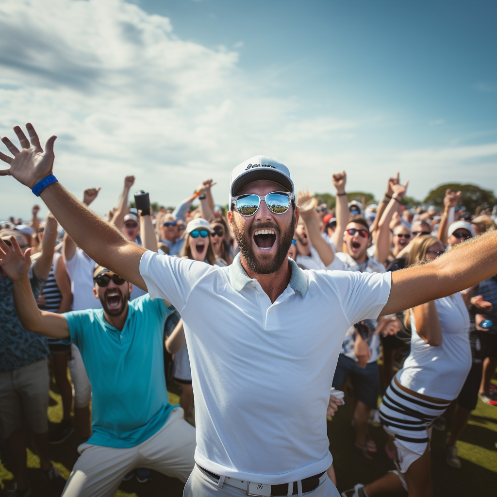 Group of Golf Fans Cheering Happily