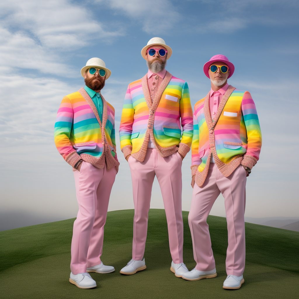 Fashionable golfers in chic Missoni-inspired attire