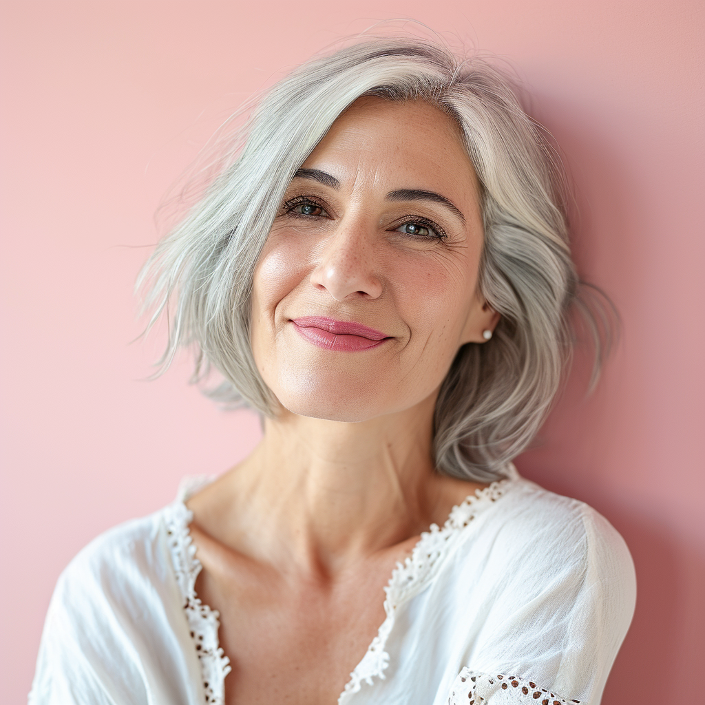 Elegant 40-Year-Old on Pastel Background