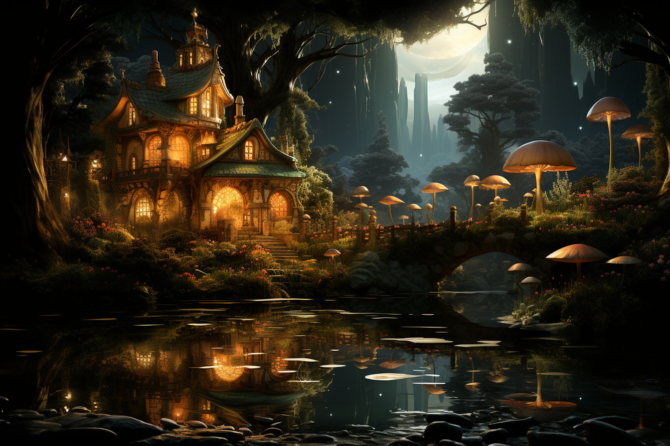 Nighttime Faery Landscape Art