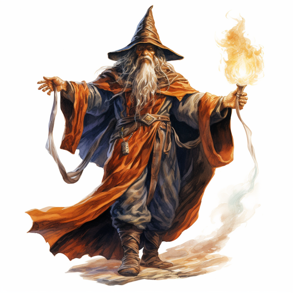 Friendly sorcerer casting spells in fantasy artwork