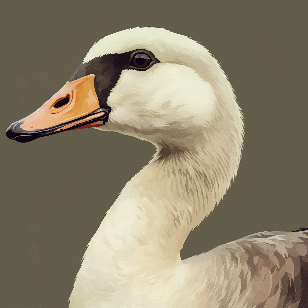 Beautiful Goose Portrait with Flat Background