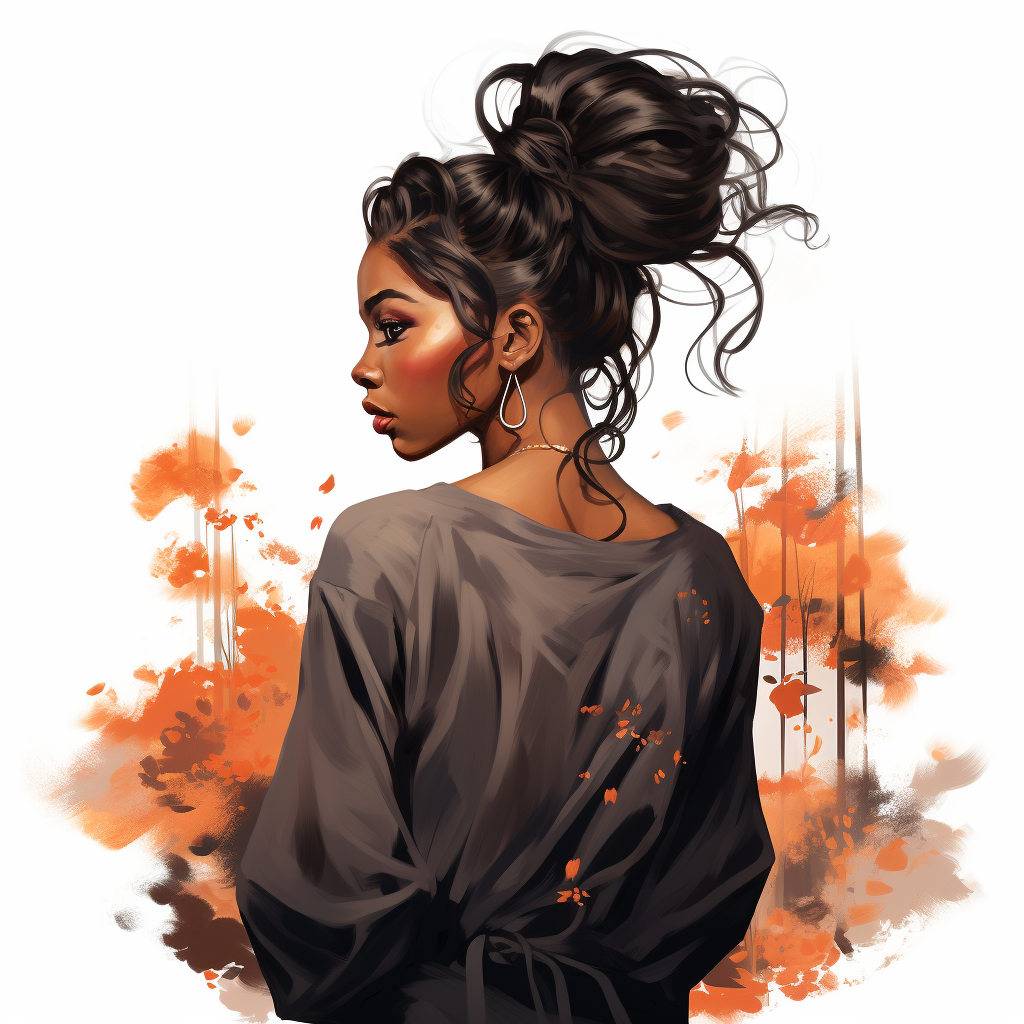 Stylish Black Woman with Messy Bun