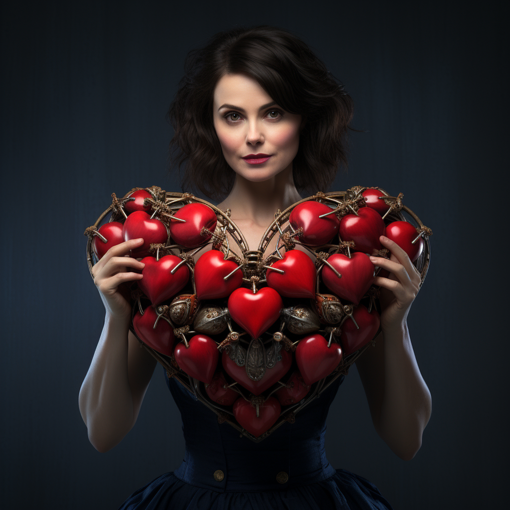 Beautiful woman in heart-shaped Valentine