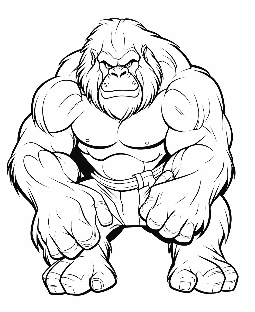 Cute Gorilla Cartoon Coloring Page