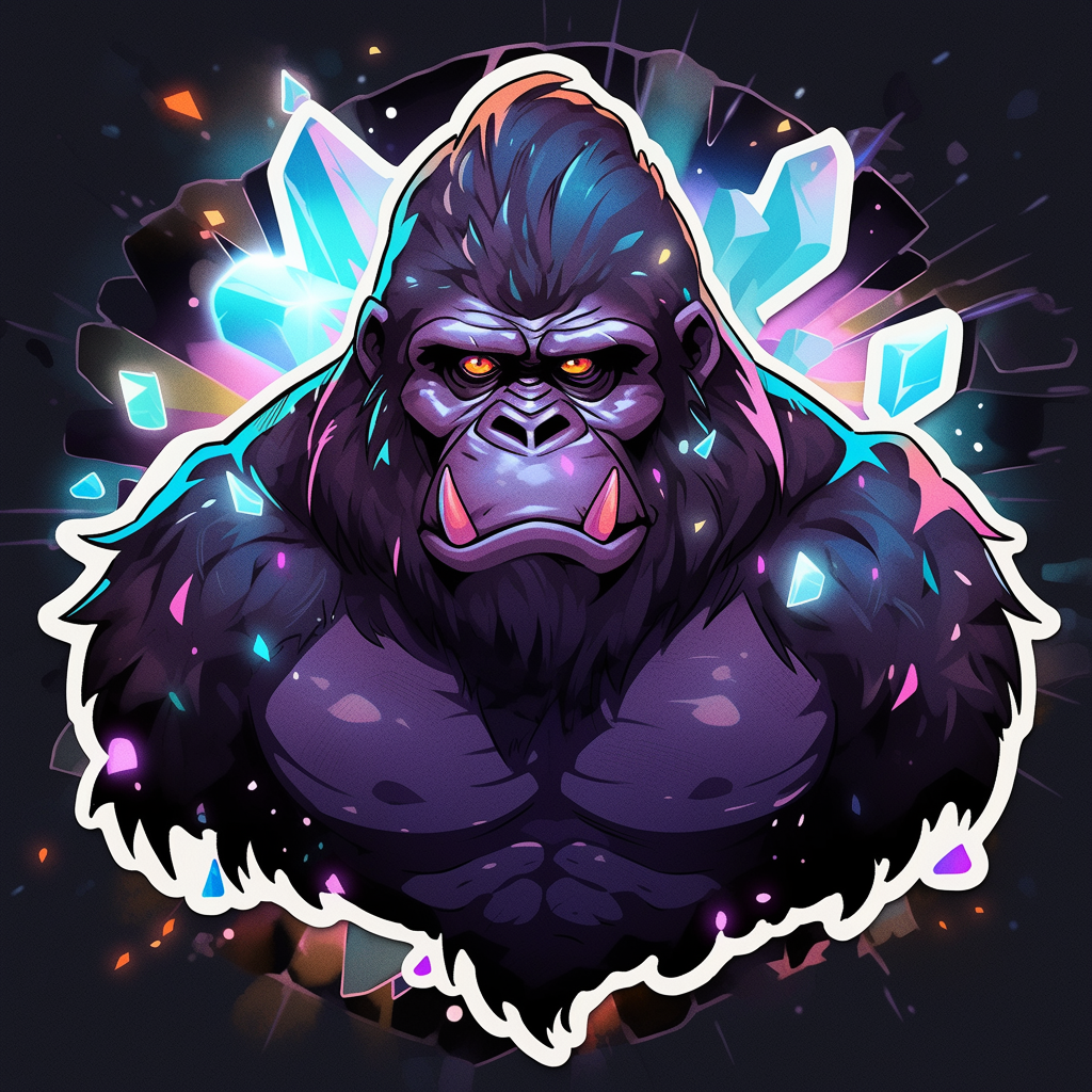 Illustration of a furious gorilla infused with geode