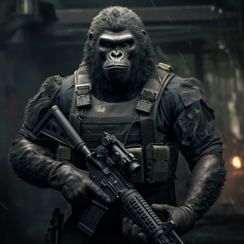 Image of a powerful gorilla hybrid soldier