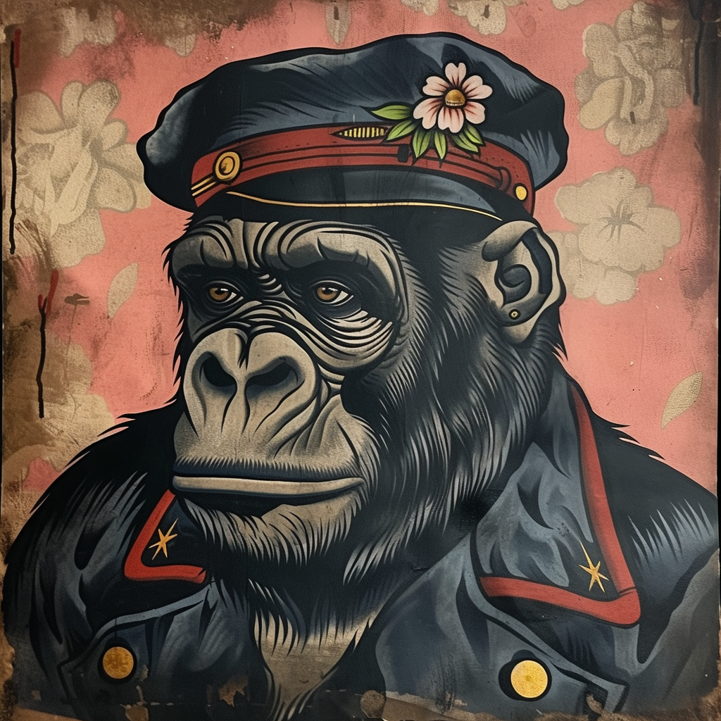 Gorilla with Sailor Jerry Tattoo Style