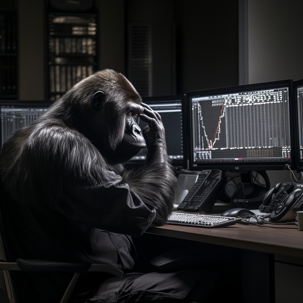 Gorilla Analyzing Stock Market Charts