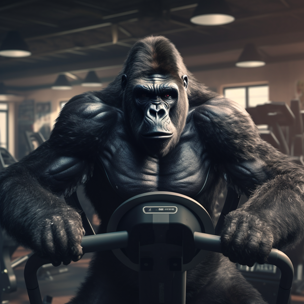 Gorilla Teenager Gym Sport Realistic 8K