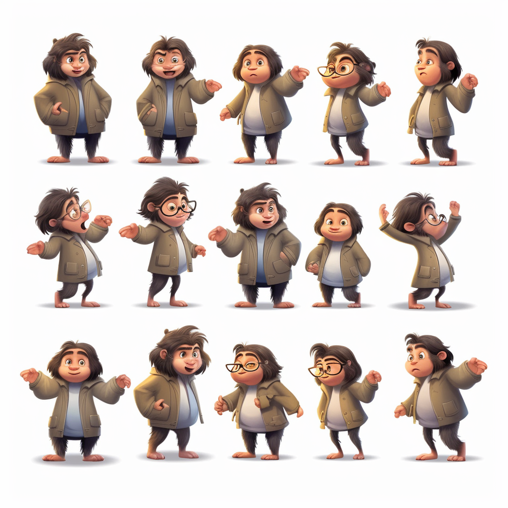 Illustration of Gorilla Female Character Expressions