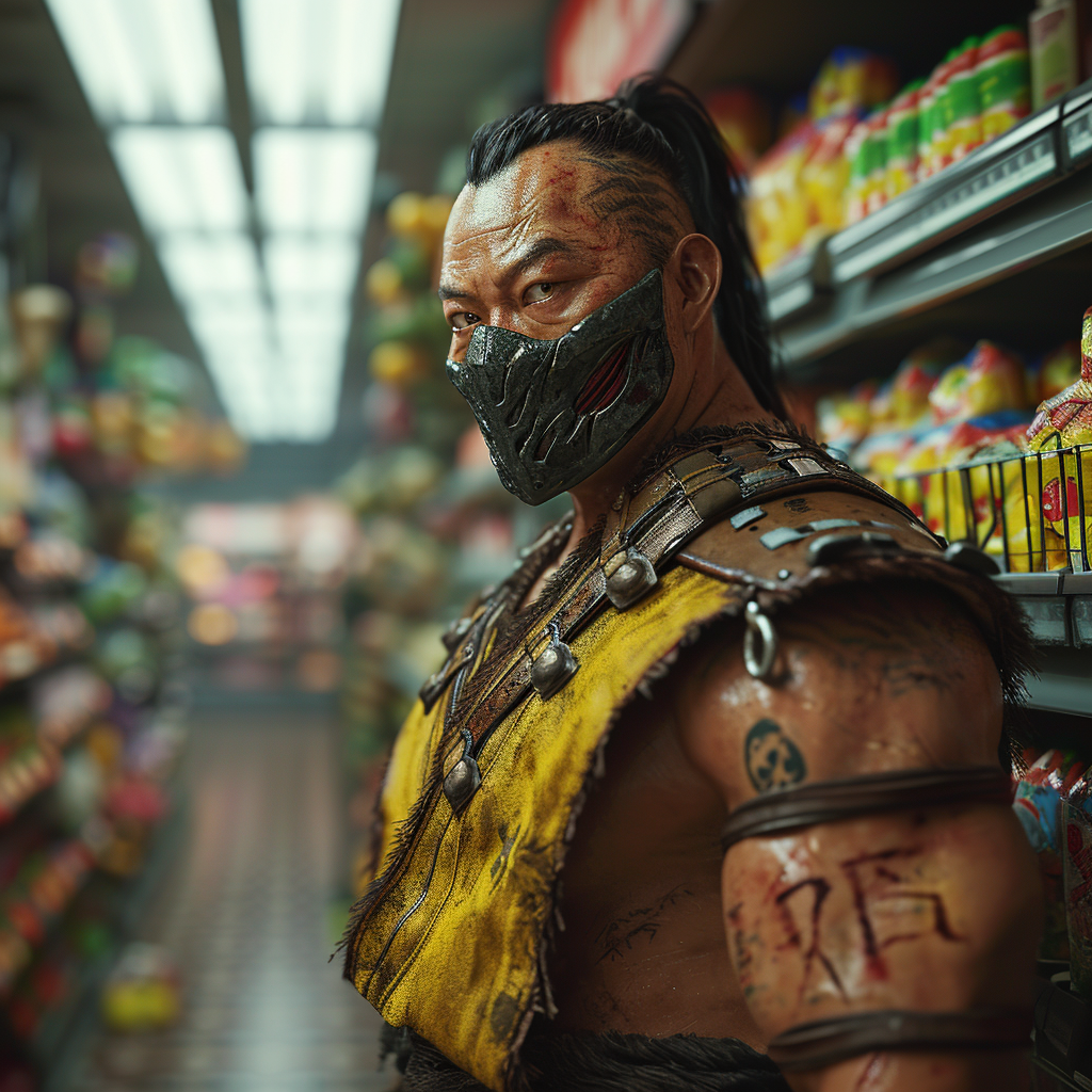 Mortal Kombat's Goro at the supermarket