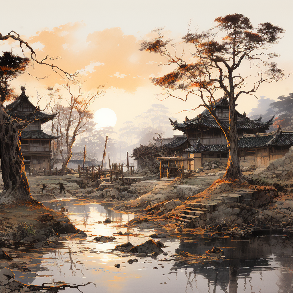 Peaceful Goryeo Dynasty village scene