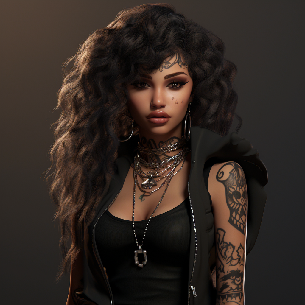 Alternative Fashion: Goth Black Teen Girl with Tattoos