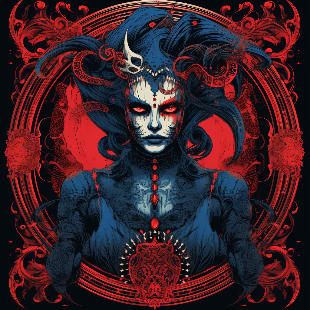 Gothic Poster Art in Red and Blue