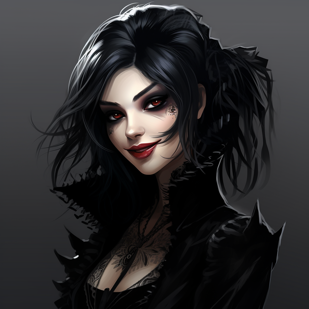 Goth Vampire in Fancy Dress Smiling