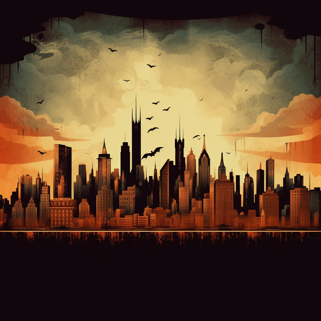 Flat Stylized Gotham City Skyline