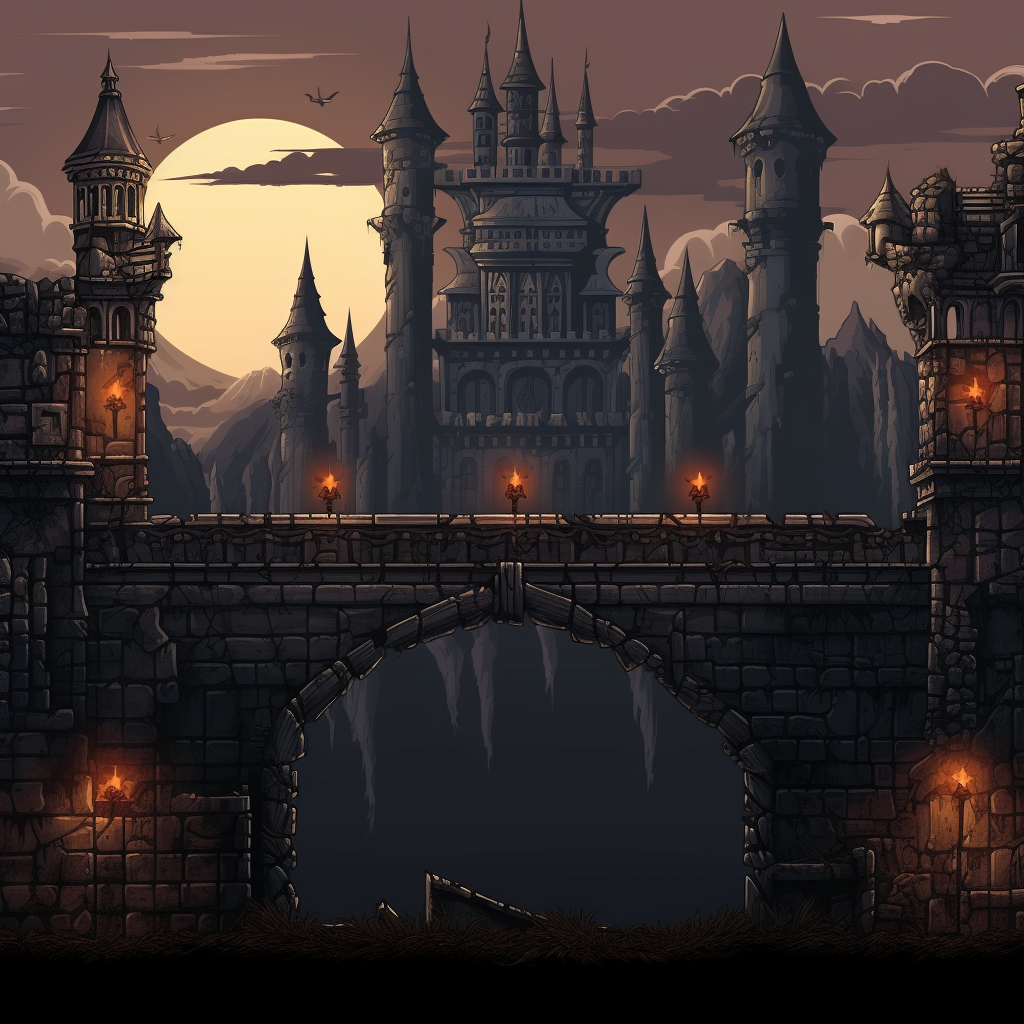 Dark and Mysterious Gothic Castle for Platform Game