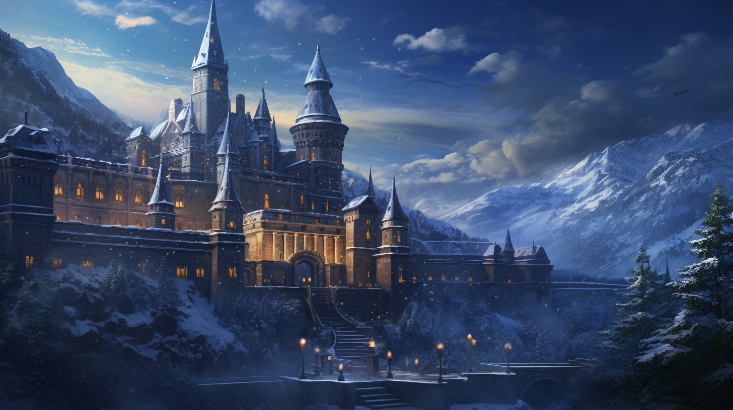 Gothic Castle in Winter: Snow-lit Fantasy